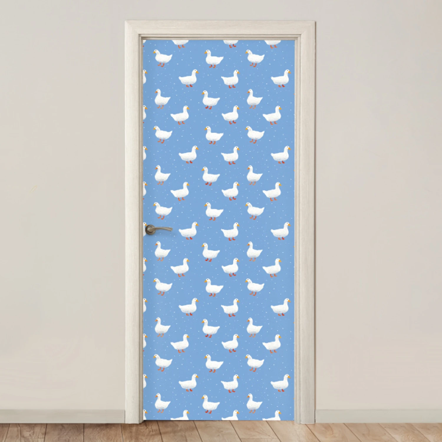 Ganzen - Elegant - Blauw deurposter klein 289 -3d_beige