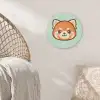 Rode panda - Groen - Cartoon Akoestische PET Vilt - Rond klein -sfeer4