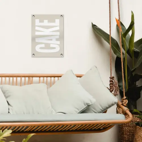 Cake - Woord - Japandi - Wit tuinposter los doek klein -sfeer7