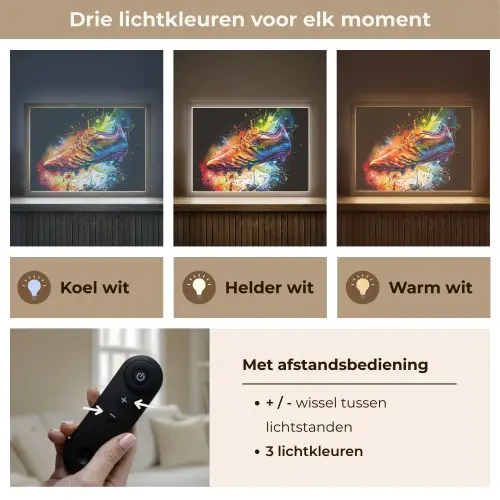 Graffiti - Sport - Voetbal - Schoen - Verf Light Box met batterij (Wandlamp) middel -USP_lichtkleurNL