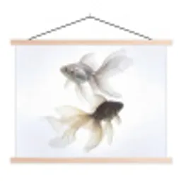 Goudvissen - Modern - Wit textielposter latten blank klein -3d