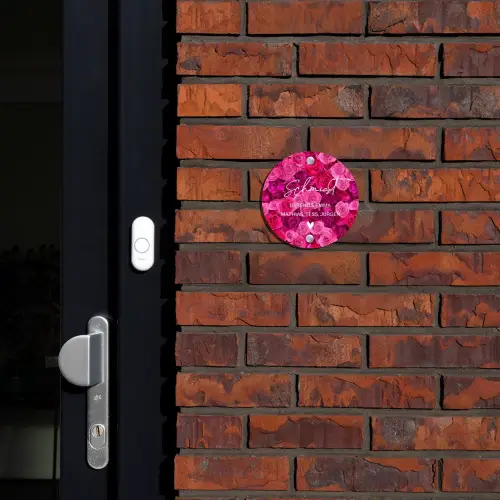 Roze rozen - Sierlijk Naambord Rond klein -sfeer1-rond-XS