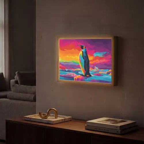 Ijsschots - Pinguïn - Abstract - Lucht Light Box met batterij (Wandlamp) middel -sfeer1
