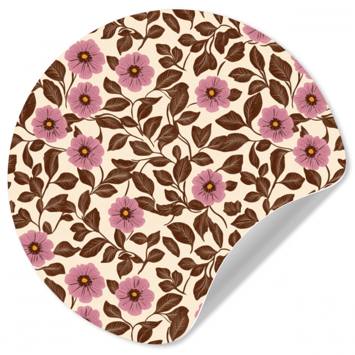 Bloemen - Bladeren - Kleurrijk Wandcirkel behangsticker klein 186 -3d