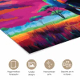 Neushoorn - Zonsondergang - Savanna - Kleurrijk poster papier klein -closeup_NL