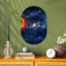 Ruimte - Zonnestelsel - Blauw Wandcirkel Ovaal Forex klein -sfeer2