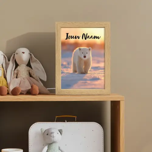 Ijsbeer - Sneeuw - Zonsopgang Light Box met kabel (Kinderlampje) klein -sfeer2_kind