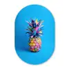 Ananas - Blauw - Tropisch - Vrolijk Wandcirkel Ovaal Forex klein -3d