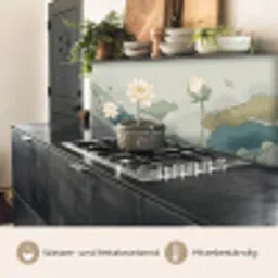 Lotus - Bloemen - Groen keuken achterwand 2 middel -usp_DE