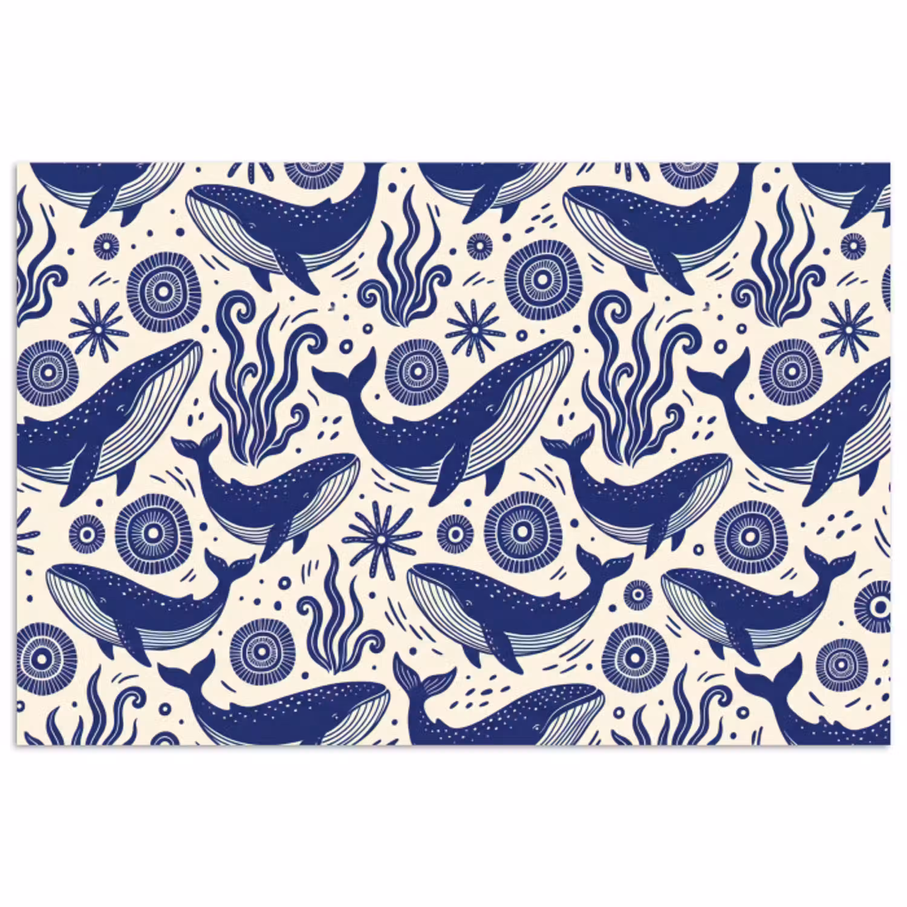 Walvis - Onderwater - Dieren - Abstract - Blauw poster papier klein -3d