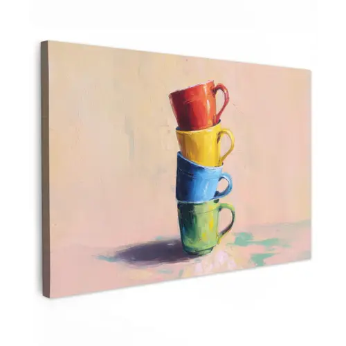 Mokken - Gestapeld - Keramiek - Kleurrijk canvas 2cm klein -z3d