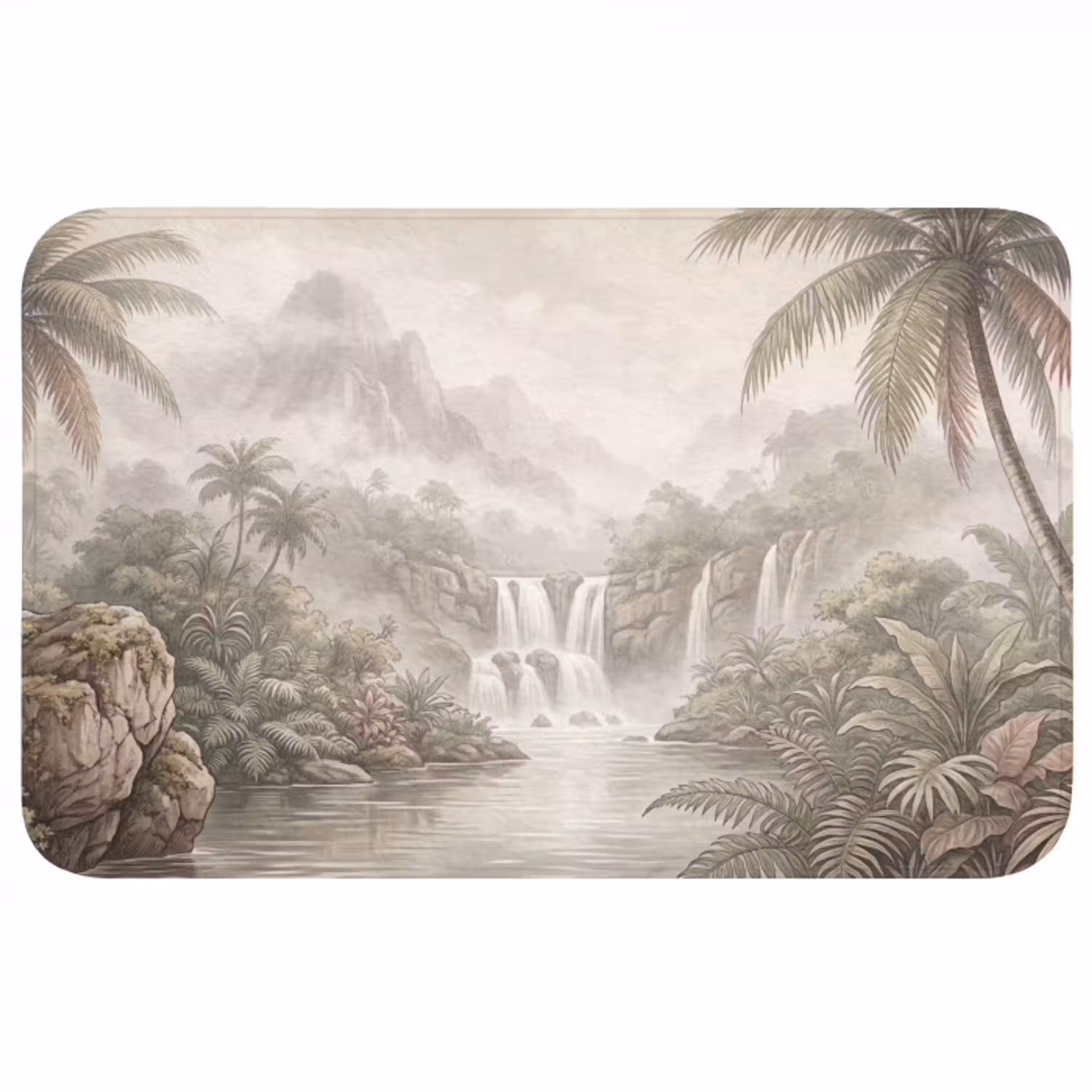Jungle - Watervallen - Tropisch - Illustratie Badmat middel -3d