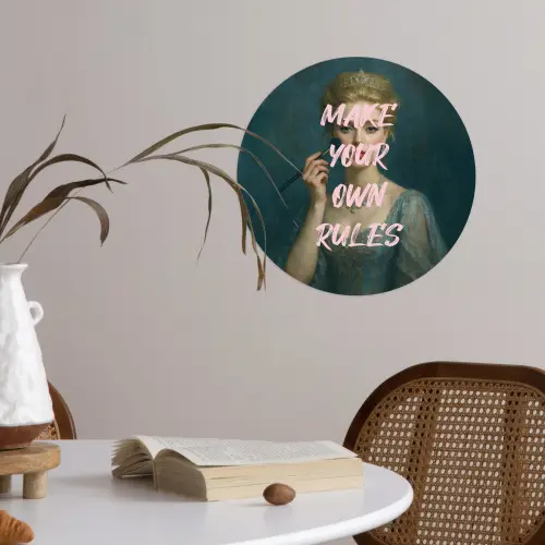 Klassiek - Sierlijk - Roze Wandcirkel behangsticker klein -sfeer3