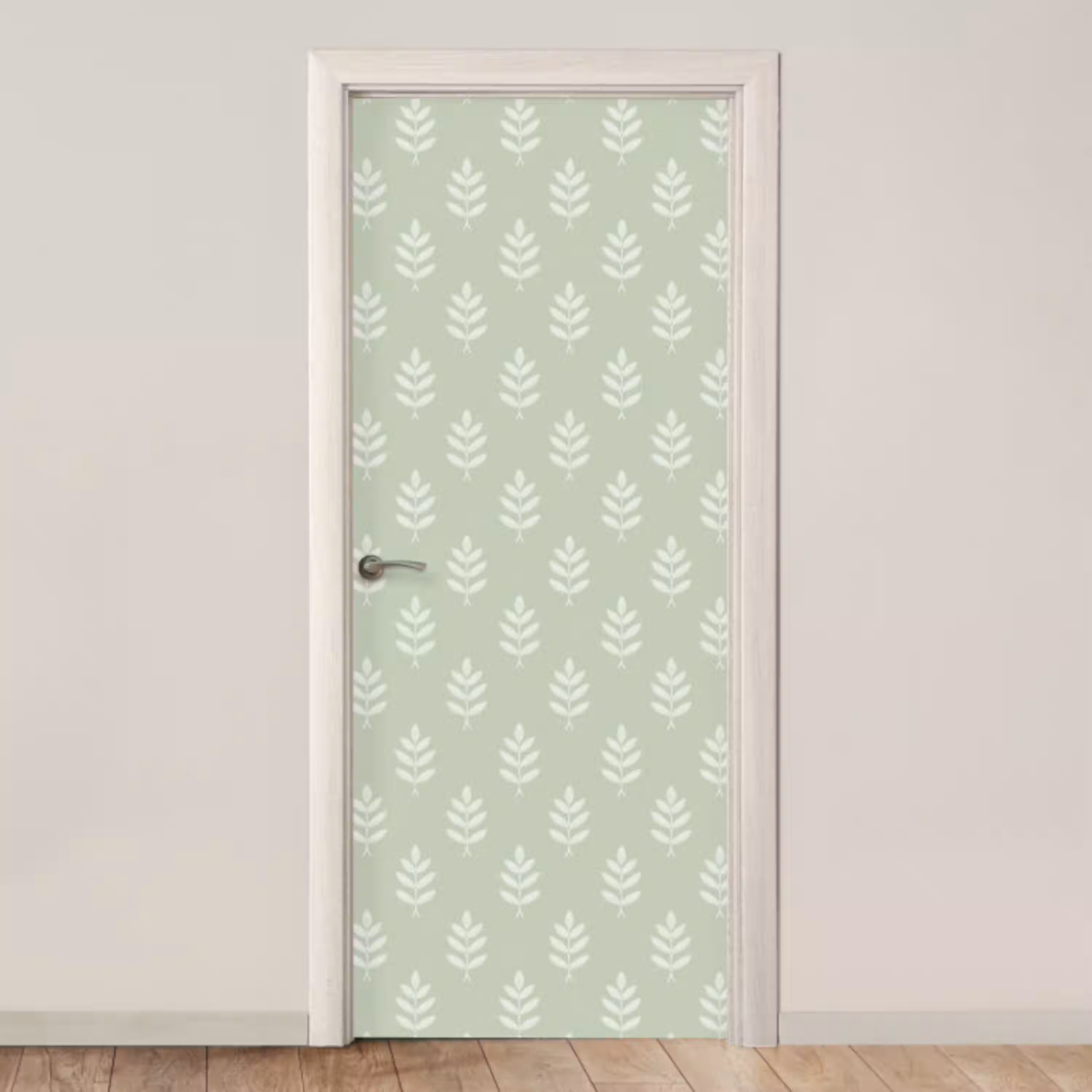 Saliegroen - Botanisch - Takjes - Minimalistisch - Patroon deurposter klein 289 -3d_beige