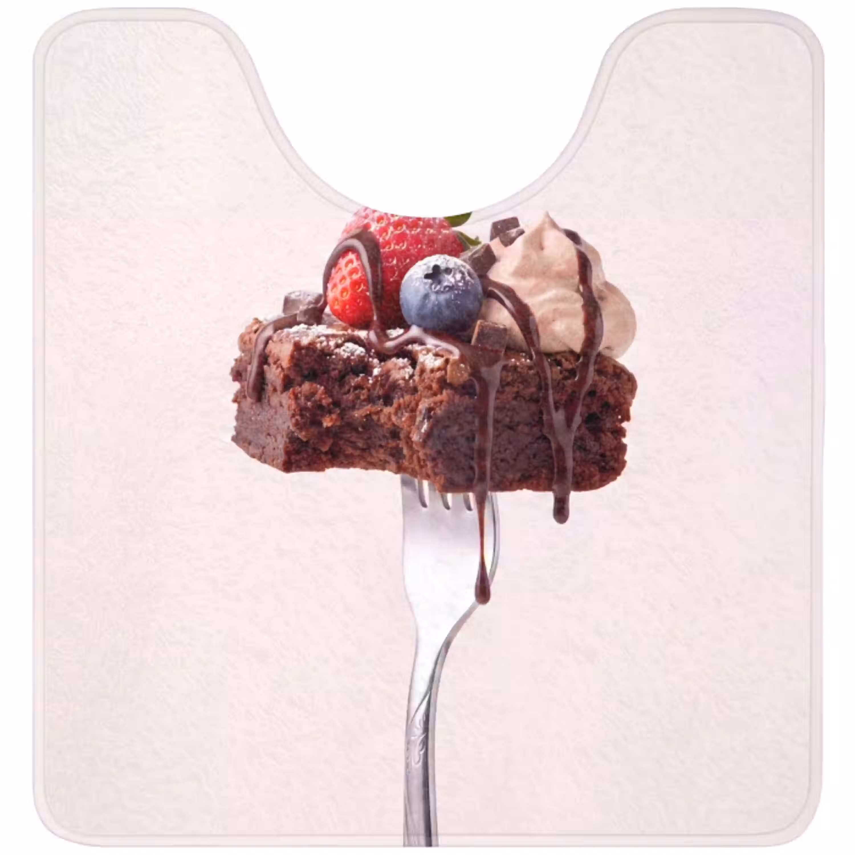 Vork - brownie - aardbei WCmat U-uitsnede middel -3d