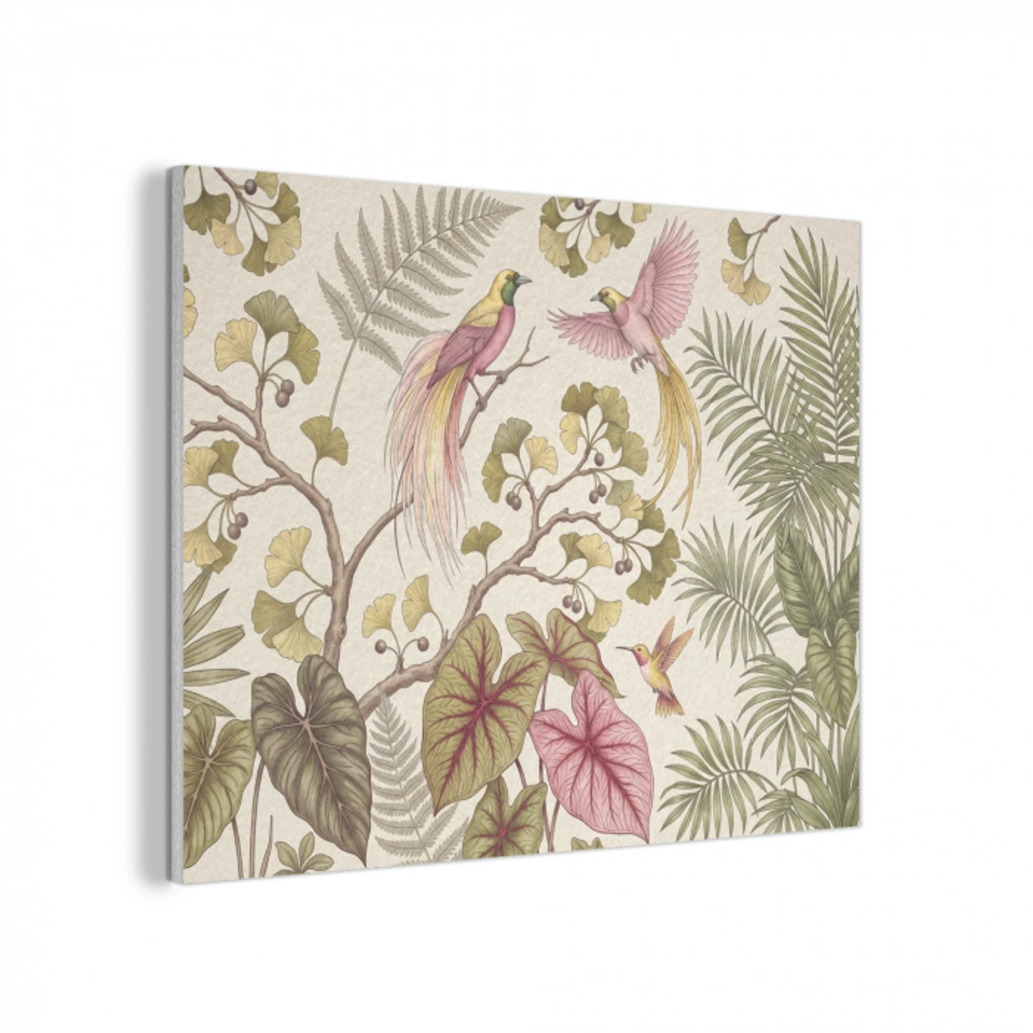 Vogels - Tropisch - Botanisch - Roze PET vilt klein -3d