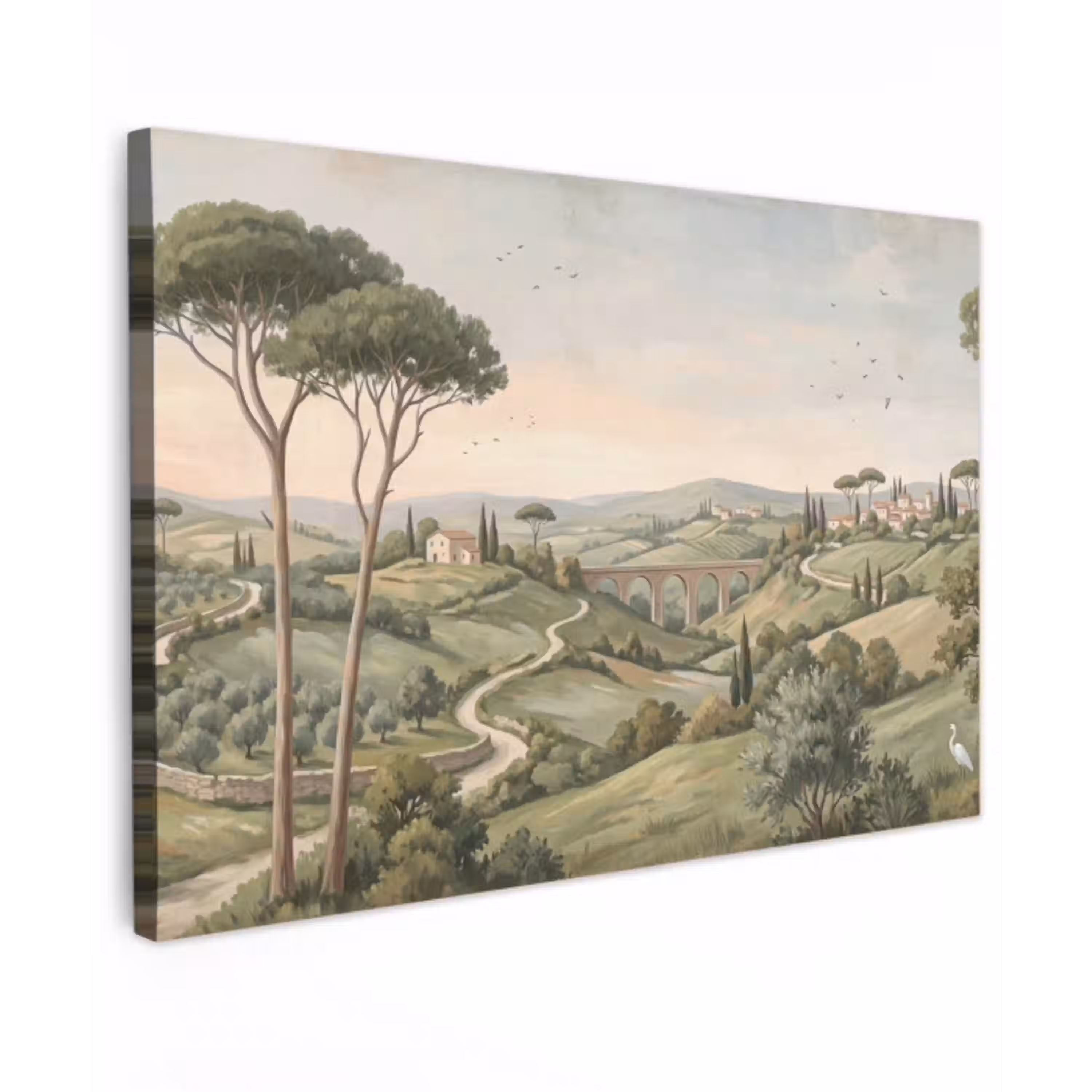Landschap - Heuvels - Zandpad - Groen Tuinposter op houten frame 2 cm dik klein -3d