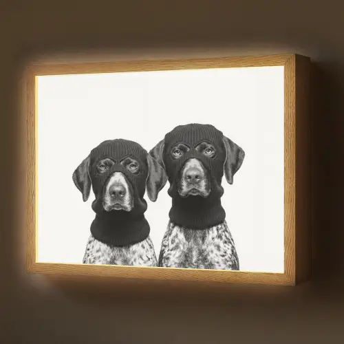 Honden - Bivakmuts - Zwart - wit Light Box met batterij (Wandlamp) middel -z3d_website