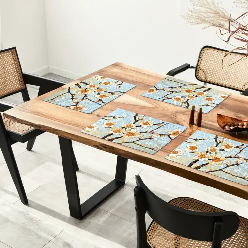 Bloesems - Wit - Mozaïek - Tak Placemat vinyl groot -zzsfeer4_Kitchenyeah-website