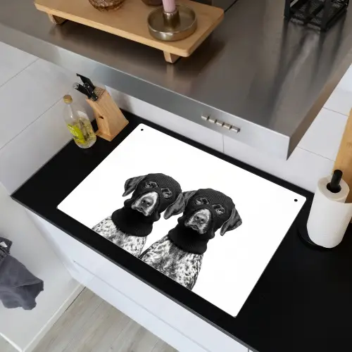 Honden - Bivakmuts - Zwart - wit Inductie beschemer met haakjes klein -sfeer1