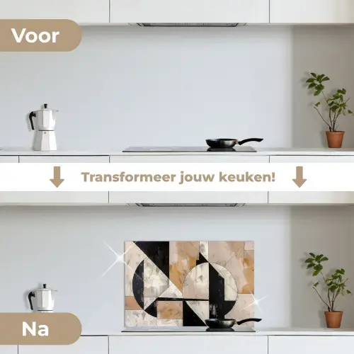 Abstract - Modern - Geometrisch - Pastel keuken achterwand spatscherm klein -voor_na_NL