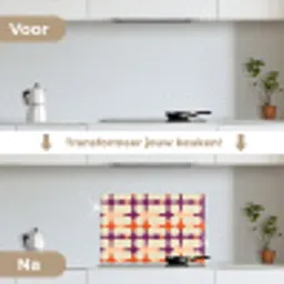 Modern - Patroon - Kleurrijk keuken achterwand spatscherm klein 900 -voor_na_NL