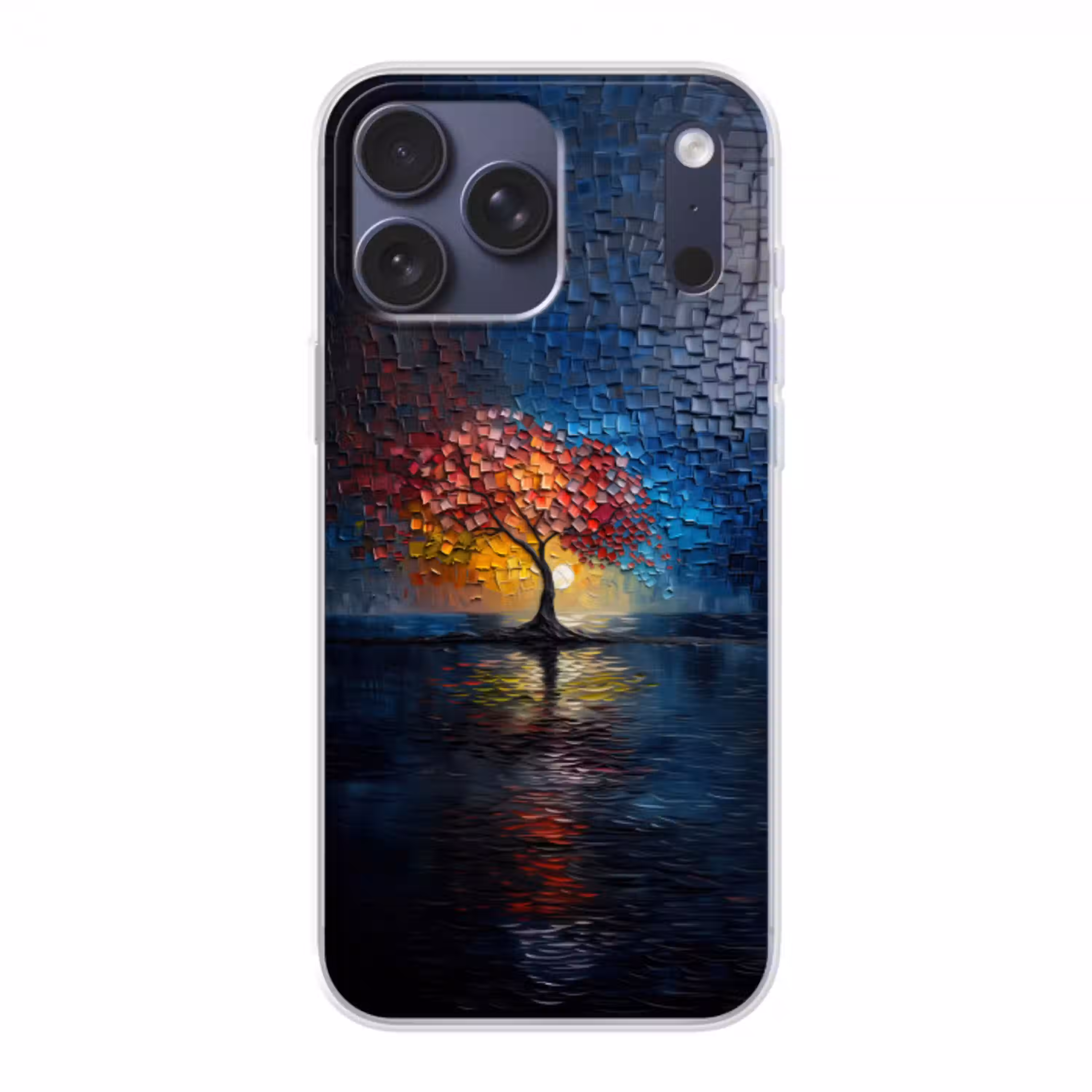 Boom - Blauw - Bladeren - Vakken Telefoonhoesje iPhone 17 Pro Max klein -3d