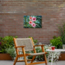 Bloemen - Roze - Glasmozaïek Tuinposter op houten frame 2 cm dik klein -sfeer3
