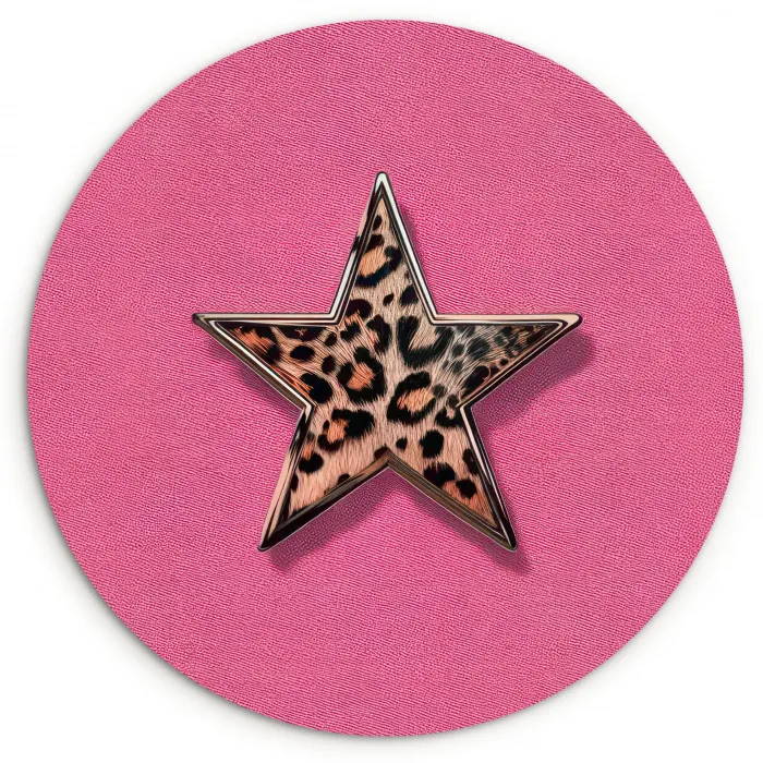Ster - Luipaard - Print - Roze Wandcirkel plexiglas klein -3d