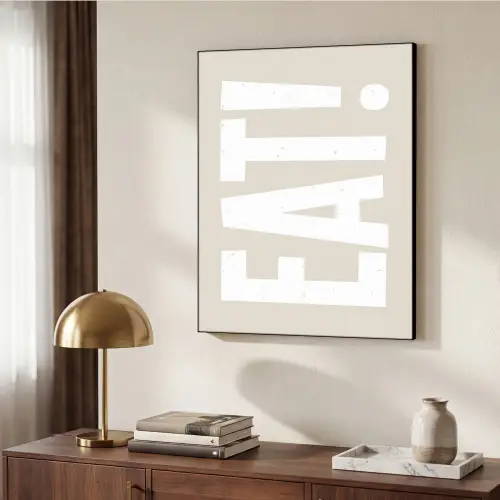 Eten - Decoratie - Beige - Wit Textielframe zwart klein -sfeer3