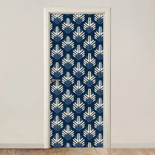 Modern - Patroon - Blauw deurposter klein 289 -3d_beige