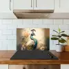 Pauw - Pauwenveren - Bloemen - Vogels - Botanisch keuken achterwand spatscherm klein -sfeer2