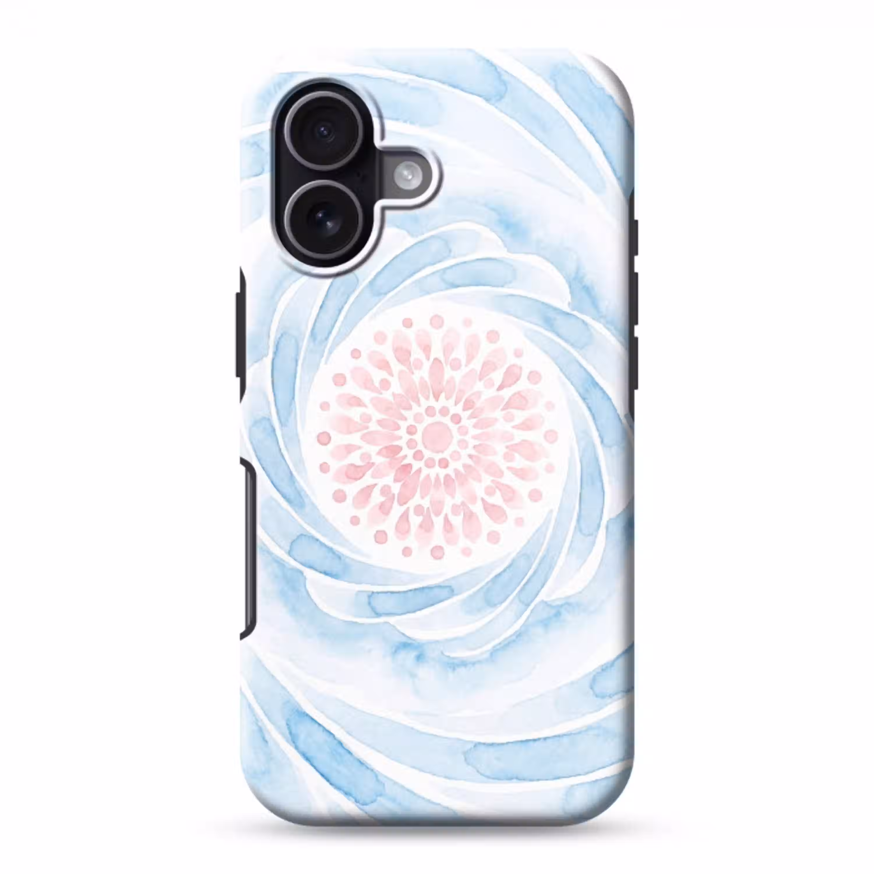 Abstract - Bloemvorm - Aquarel - Roze - Blauw Toughcase MagSafe Apple iPhone 17 klein -3d