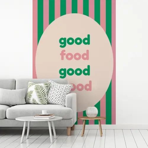 Gestreept - Quote - Ovaal - Roze fotobehang vinyl groot -woonkamer
