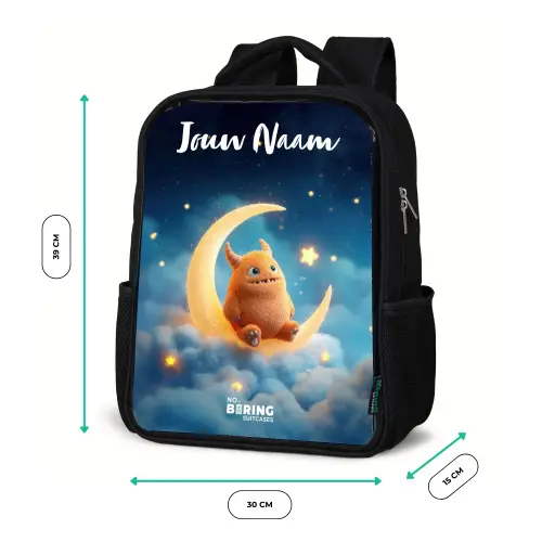 Oranje monster op maansikkel Rugzak - Zwart middel -productfoto_formaten
