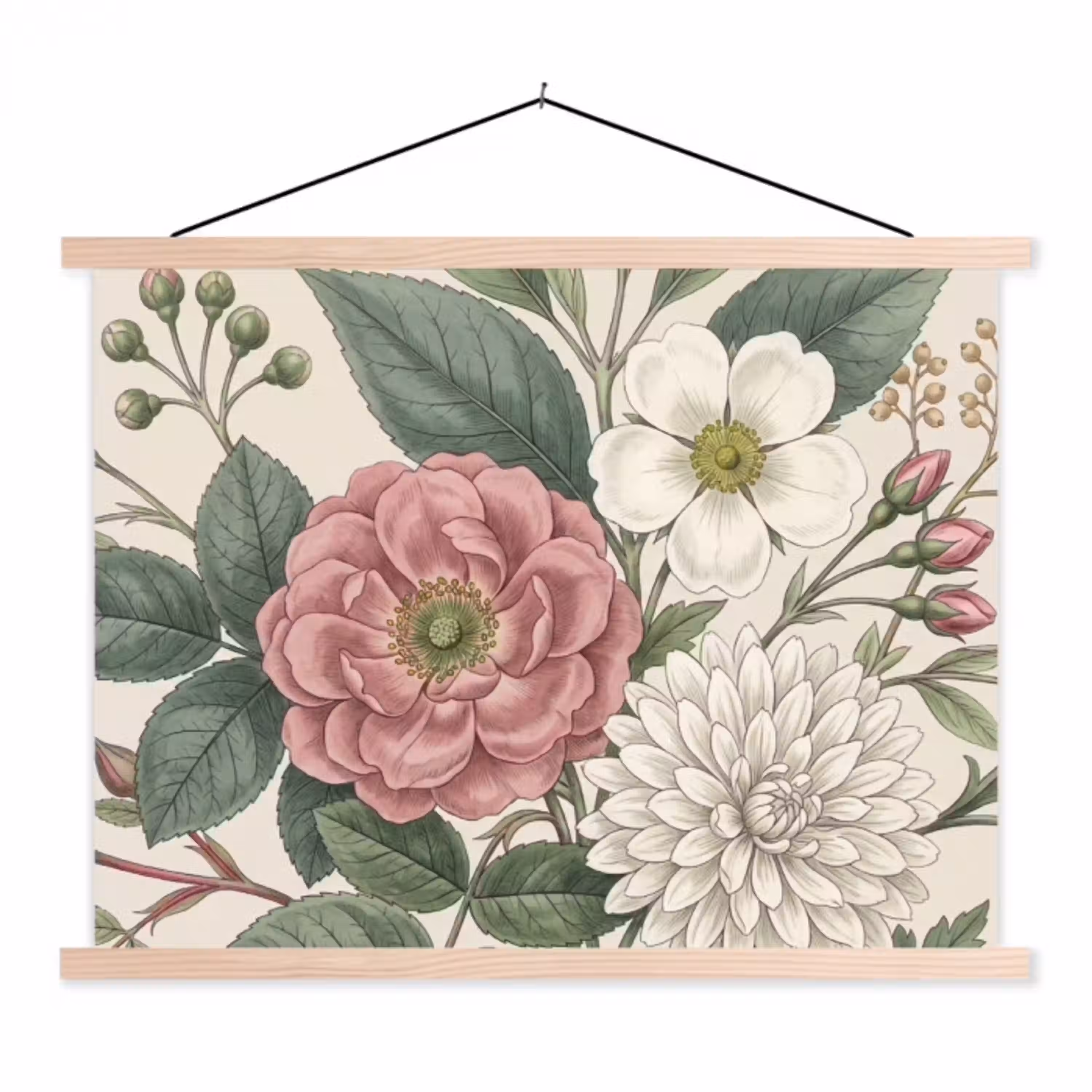 Romantisch - Design - Kleurrijk textielposter latten blank klein -3d