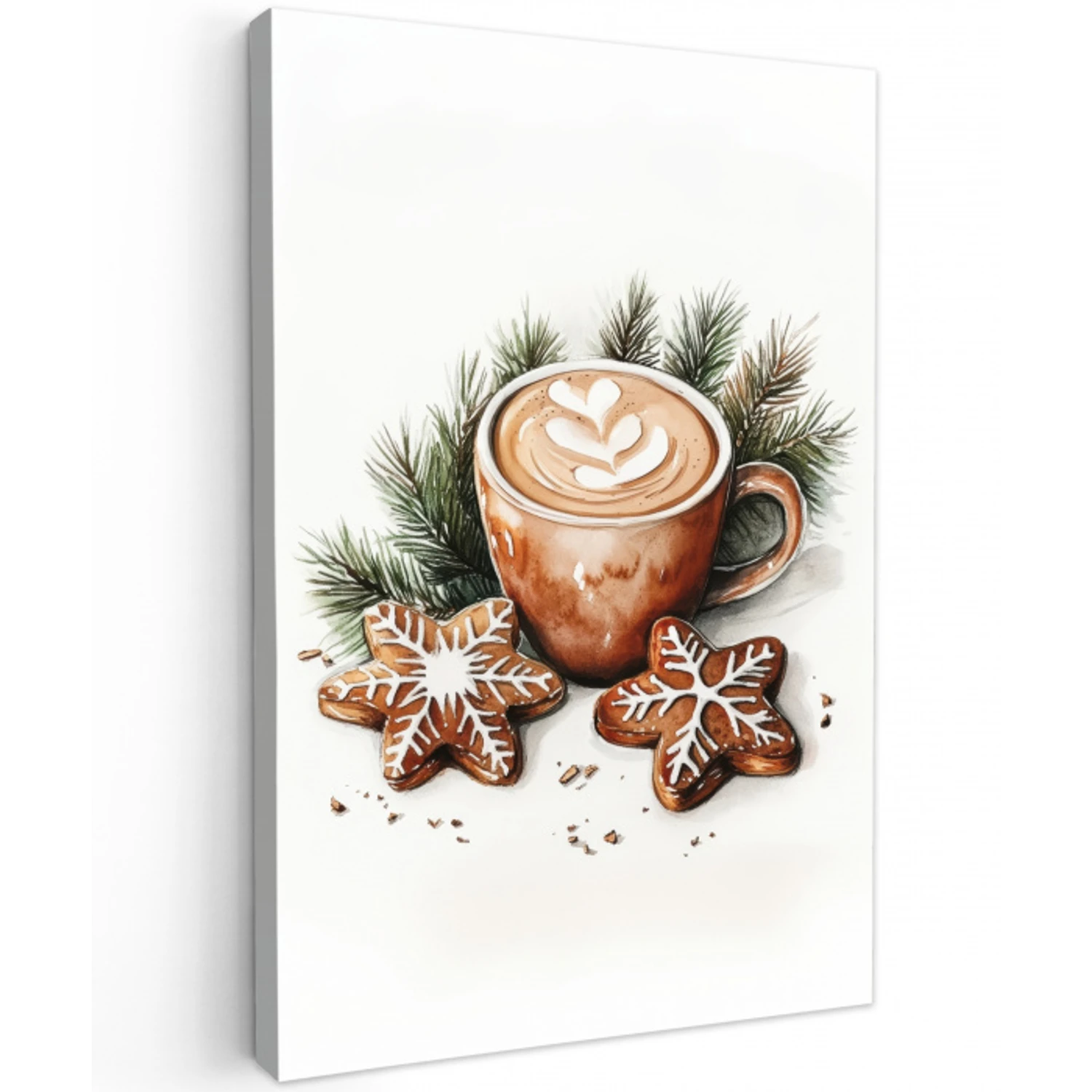 Koffie - Koek - Winter - Art - Kerst Tuinposter op houten frame 2 cm dik middel -3d