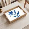 Bloem - Blaadjes - Minimalistisch - Blauw Dienblad Rechthoek middel -sfeer1