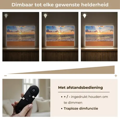 Strand - Zonsondergang - Zee - Wolken - Horizon Light Box met batterij (Wandlamp) middel -USP_dimbaarNL