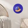 Meloen - Blauw - Oranje - Kunstzinnig Wandcirkel behangsticker klein -sfeer4