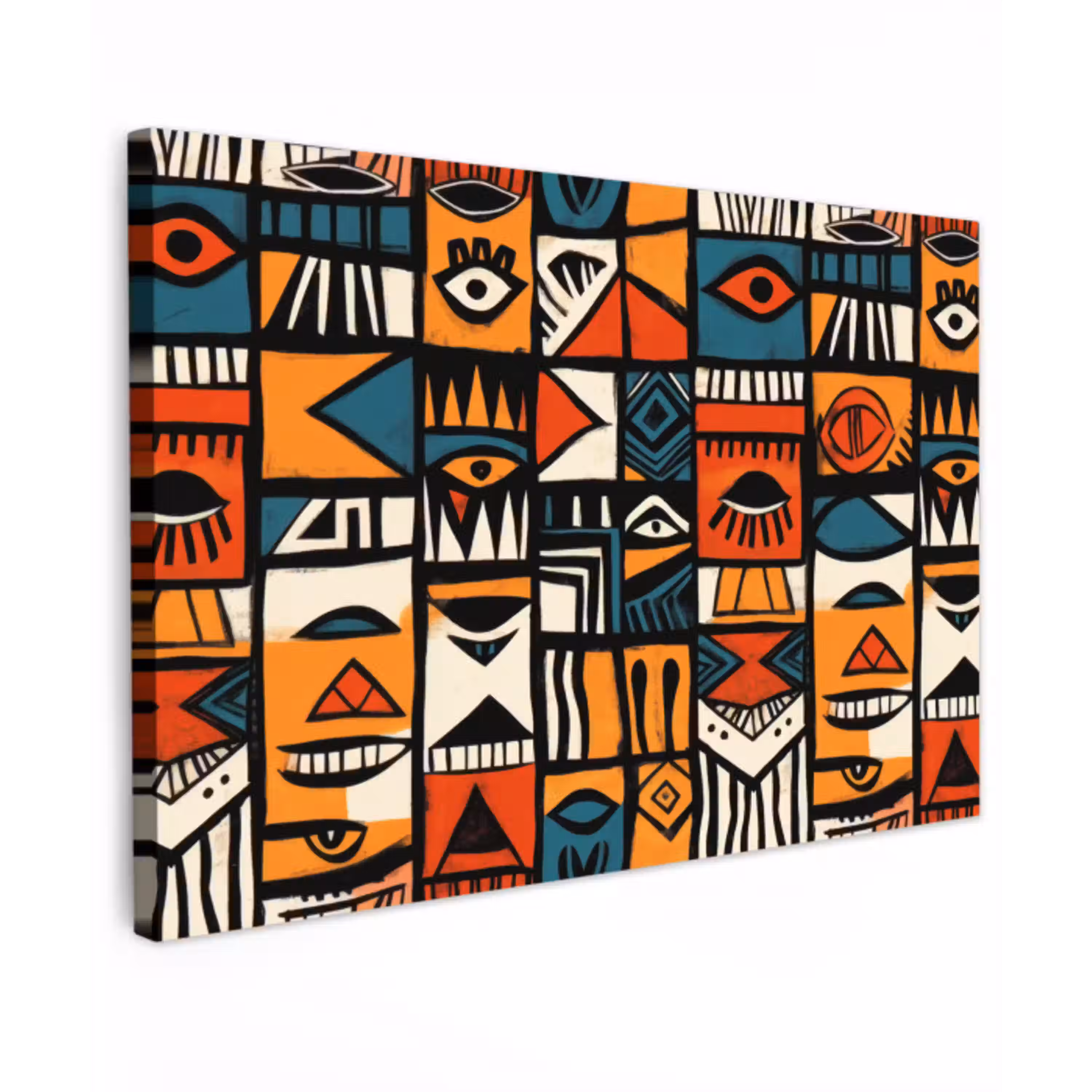 Abstract - Gezichten - Mozaïek Tuinposter op houten frame 2 cm dik klein -3d