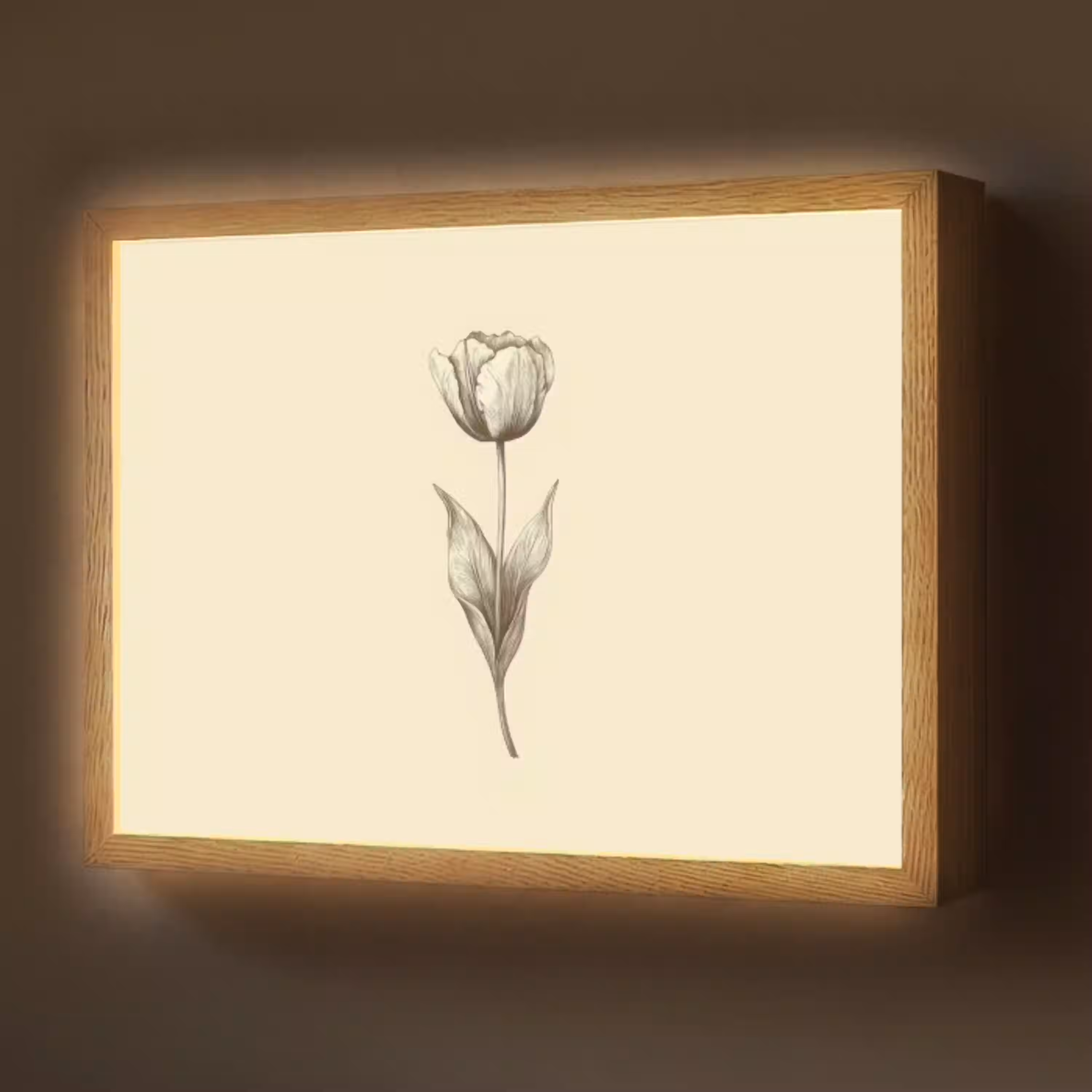 Illustratie - Tulp - Zwart Light Box met batterij (Wandlamp) middel -z3d_website
