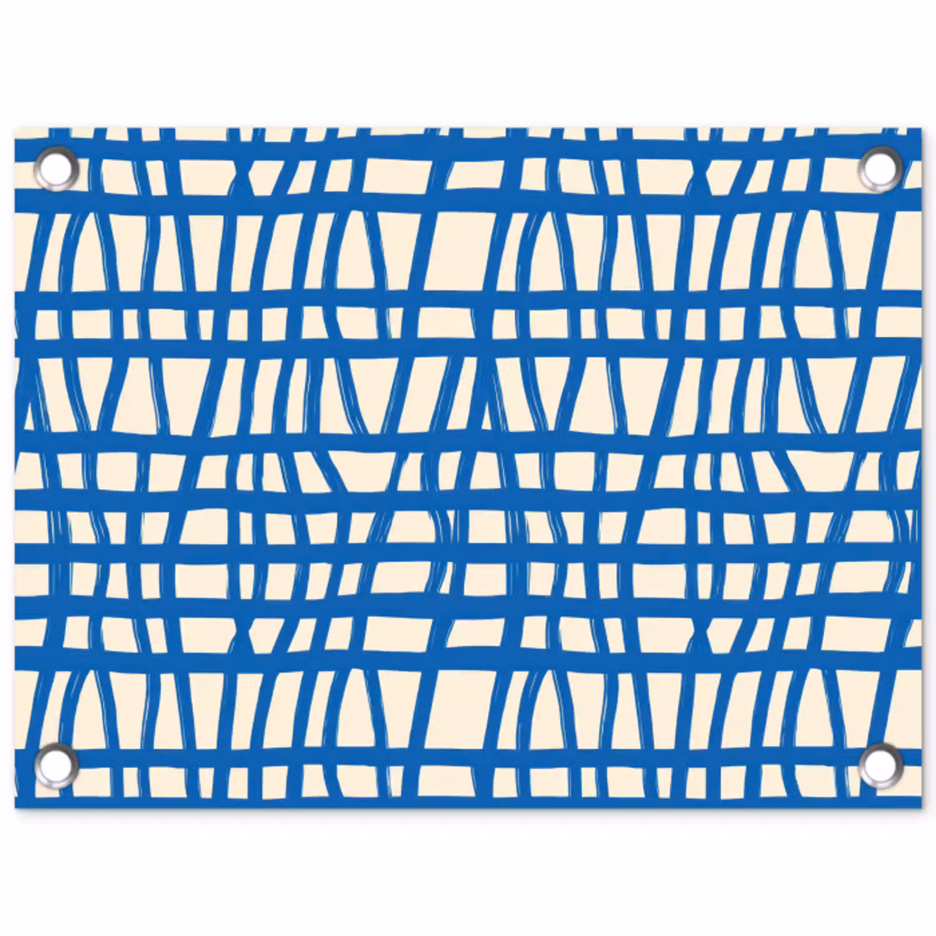 Ruitpatroon - Blauw - Crème tuinposter los doek klein 239 -3d