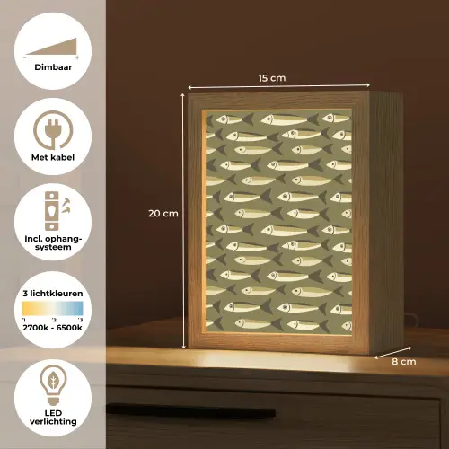 Vis - Patroon - Groen Light Box met kabel (Tafellamp) klein 925 -USP_NL