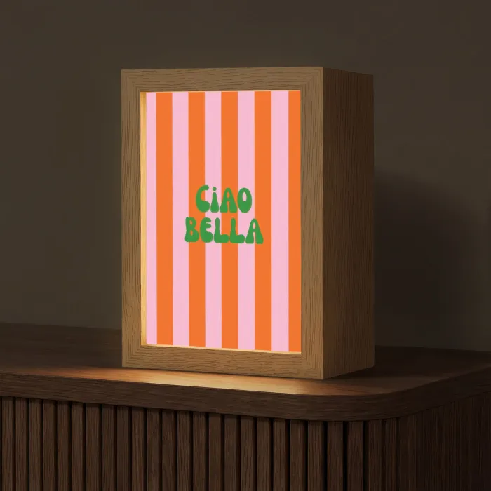 Strepen - Oranje - Verticaal - Ciao bella Light Box met kabel (Tafellamp) klein -z3d_website