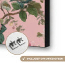 Pioenrozen - Botanisch - Vogel Textielframe zwart klein 947 -USP_ophangsysteemNL