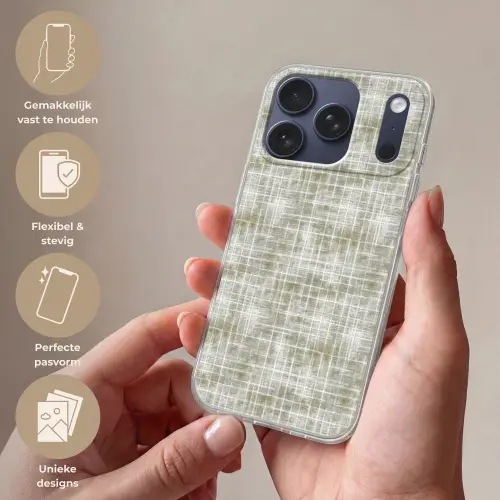 Linnen - Patroon - Groen Telefoonhoesje iPhone 17 Pro klein 878 -sfeer3_NL
