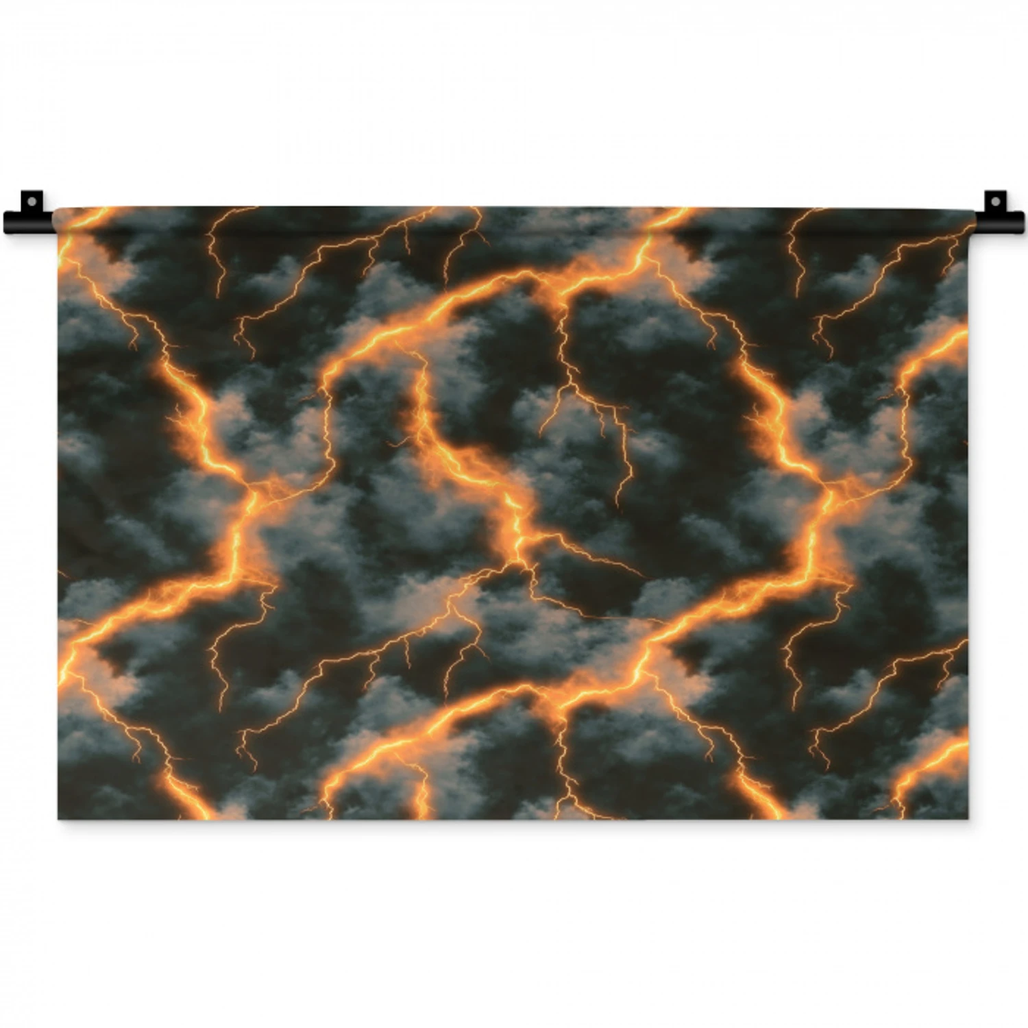 Oranje - Bliksem - Wolken Wandkleed katoen klein 269 -zz3d