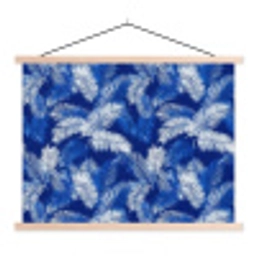 Palmblad - Patroon - Blauw textielposter latten blank klein 122 -3d