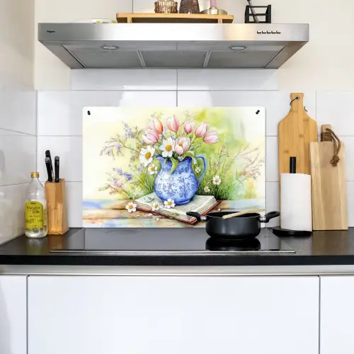 Vaas - Delftsblauw - Madeliefjes Inductie beschemer met haakjes klein -sfeer2
